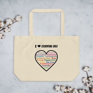 "I Love Essential Oils" Large organic tote bag